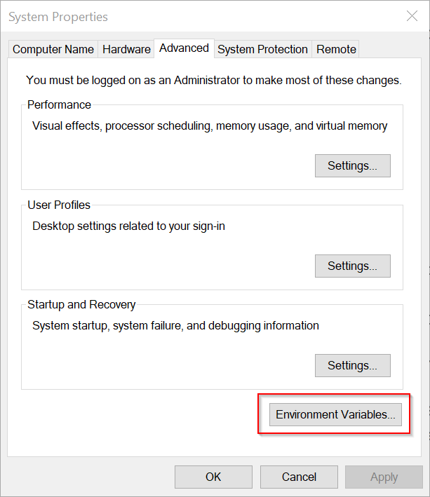 Open Environment Variables